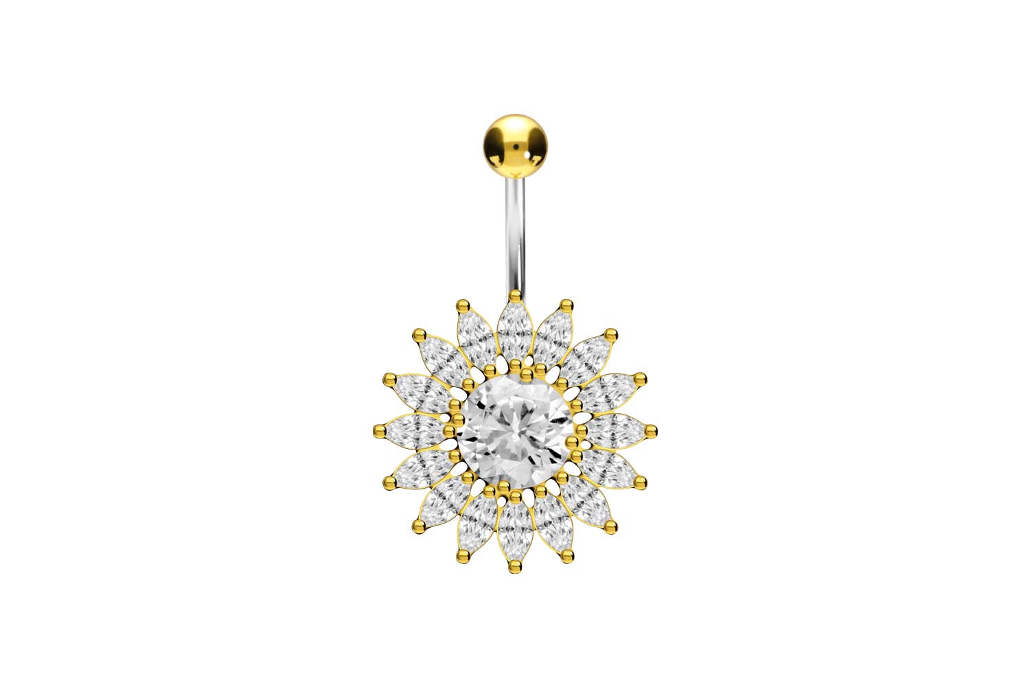Titan Bananabell Piercing mit 925er Silber-Design SONNE